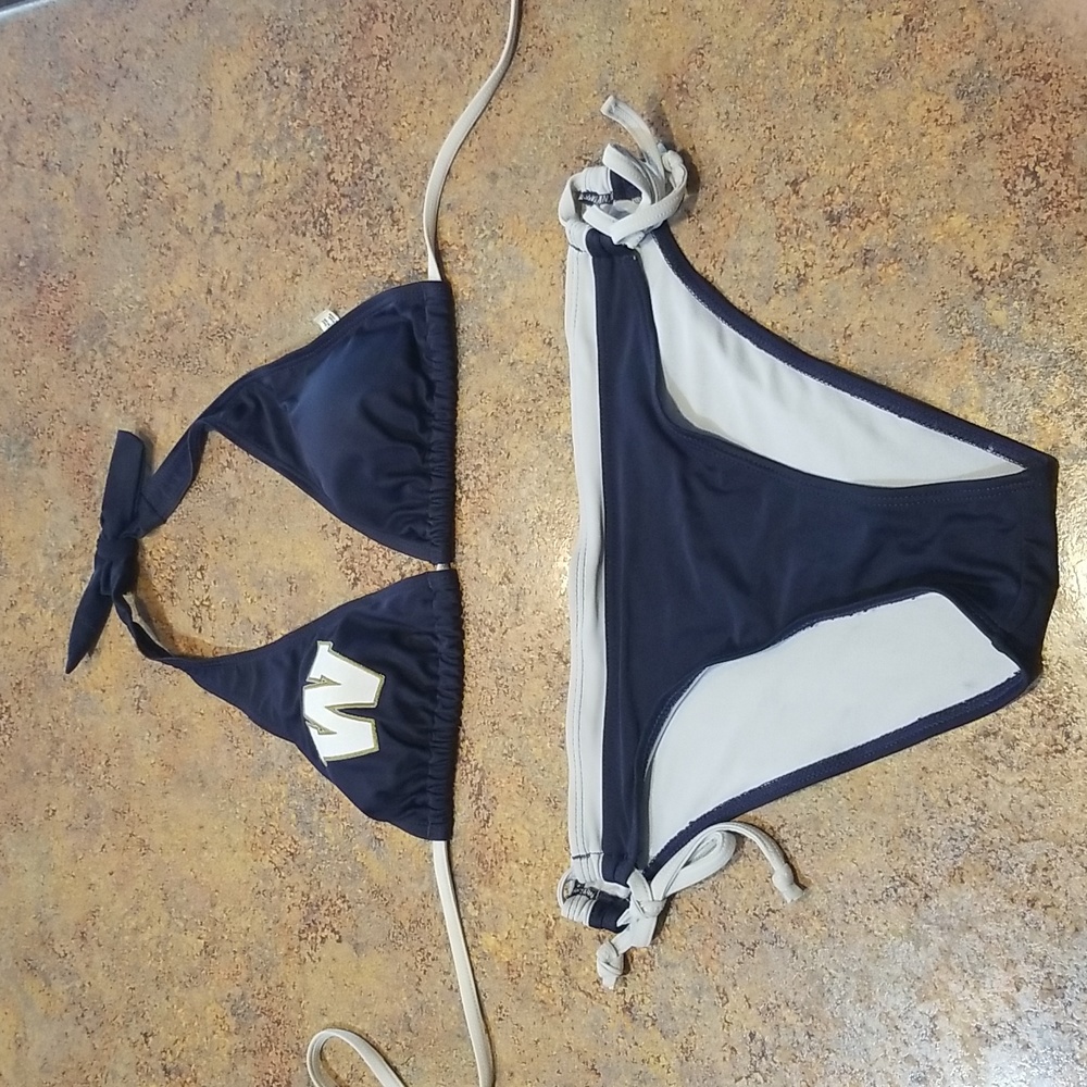Winnipeg blue bombers football women's bathing suit bikini set, size large